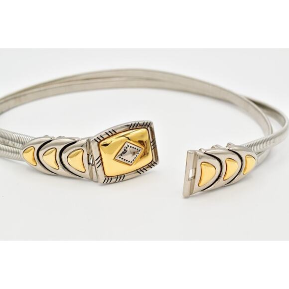 Vintage Statement Chain Belt Omega Stretchy Silver Gold Heavy 26\